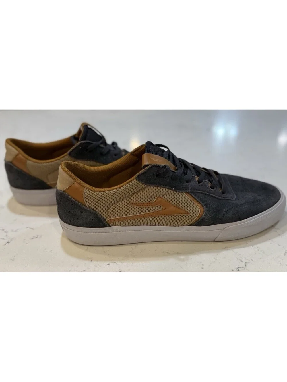 Lakai Skate Shoes Size 12 Atlantic Vulc Suede Blue Tan Sneakers Men’s